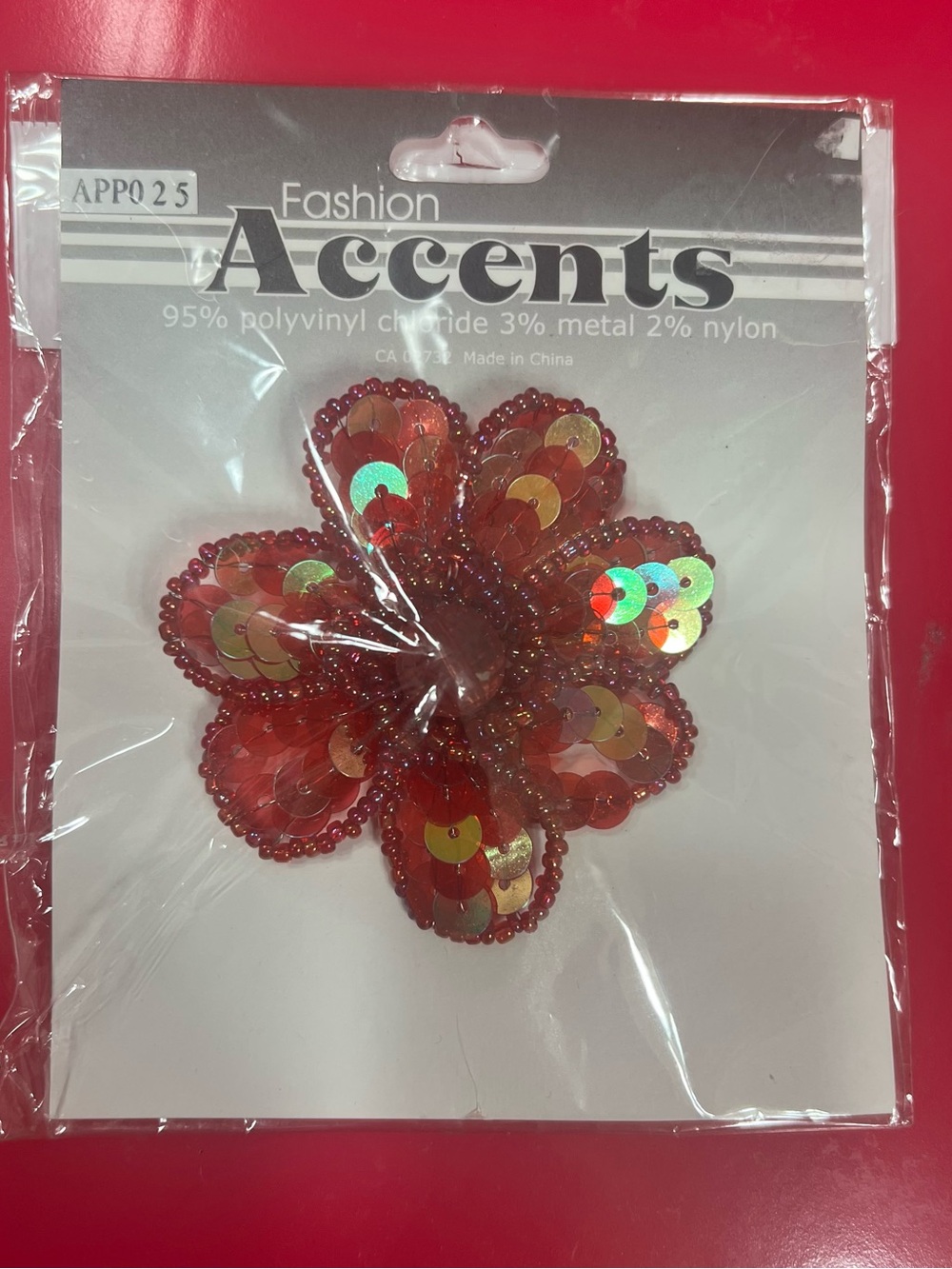 Fashion Accents Red Sequin Flower Applique